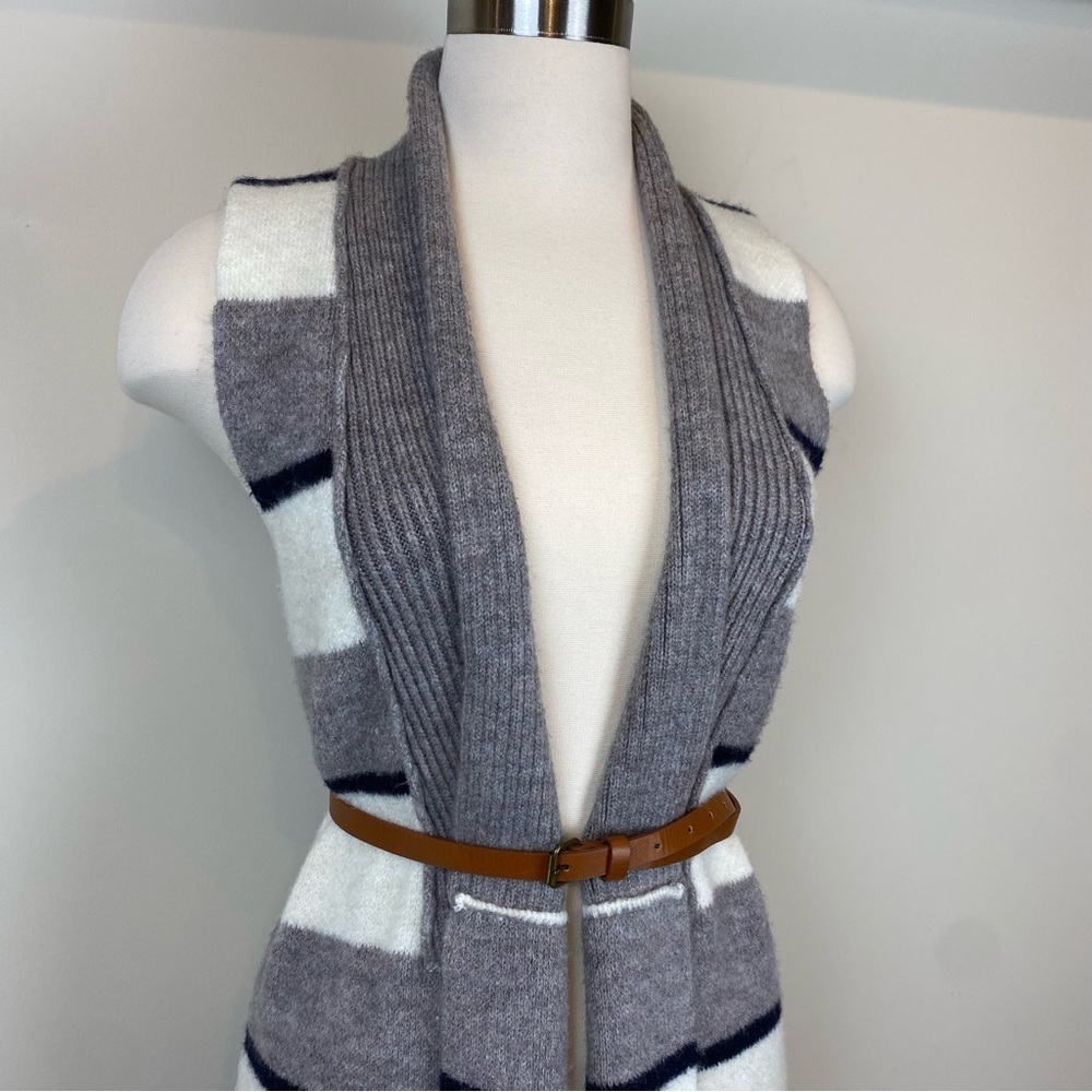 Anthropologie Pencey Sleeveless Cardigan Vest Knee‎ Length Sz S Striped Longline - Picture 4 of 14